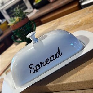 Butter dish with lid enamel coated farm style